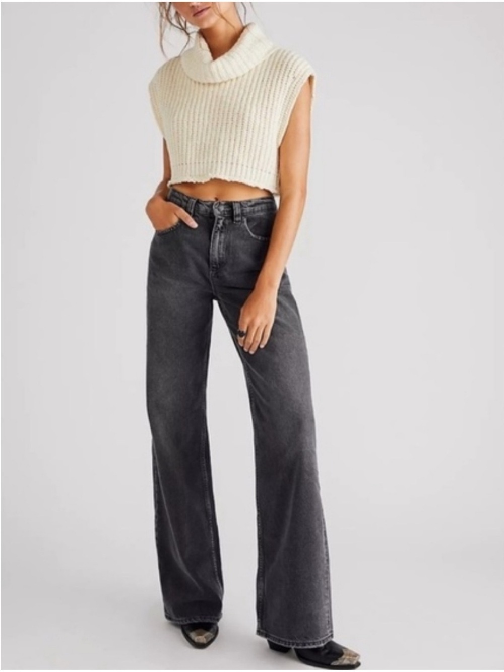 Free People We The Free Tinsley Baggy High Rise Straight Leg Jeans Size 32